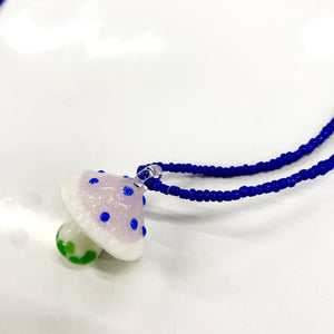 Hand-Blown Glass Lilac Mushroom Beaded Necklace