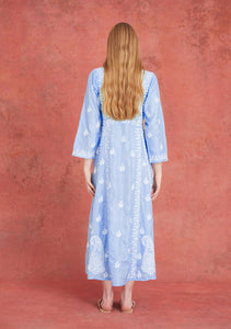 Silk Embroidered Dress Baby Blue II