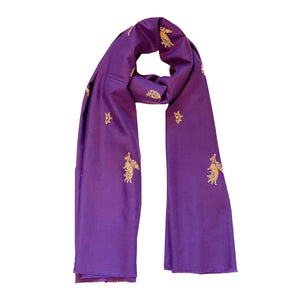 Floral Embroidered Shawl Purple
