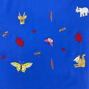 Animal Embroidered Shawl Royal Blue