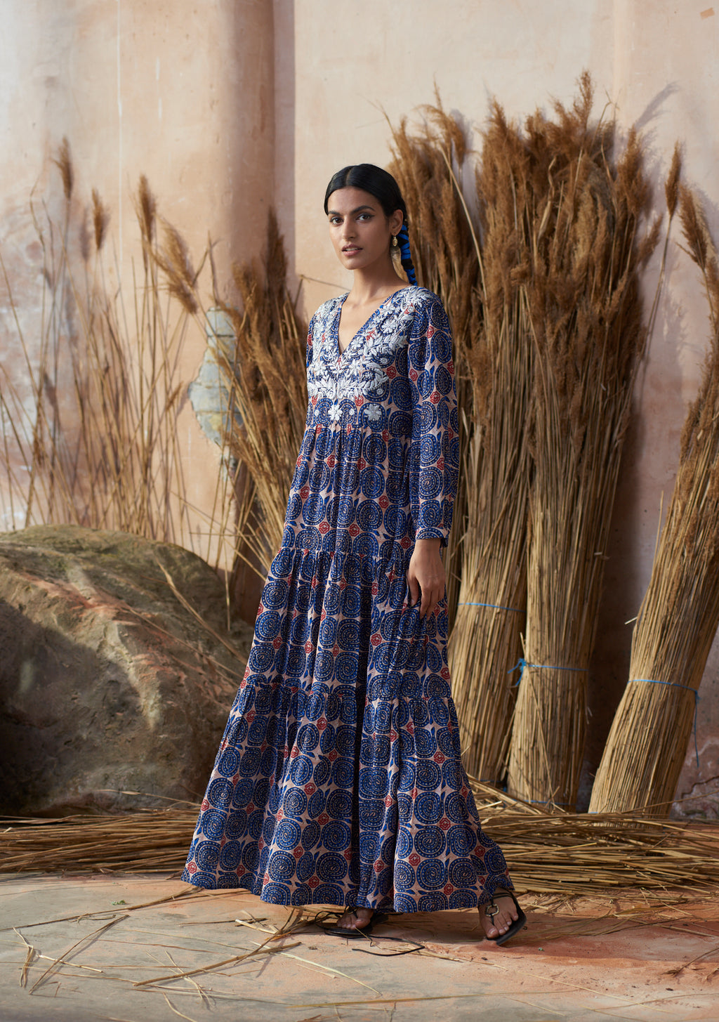 Frangipani Dress Snake Cobalt