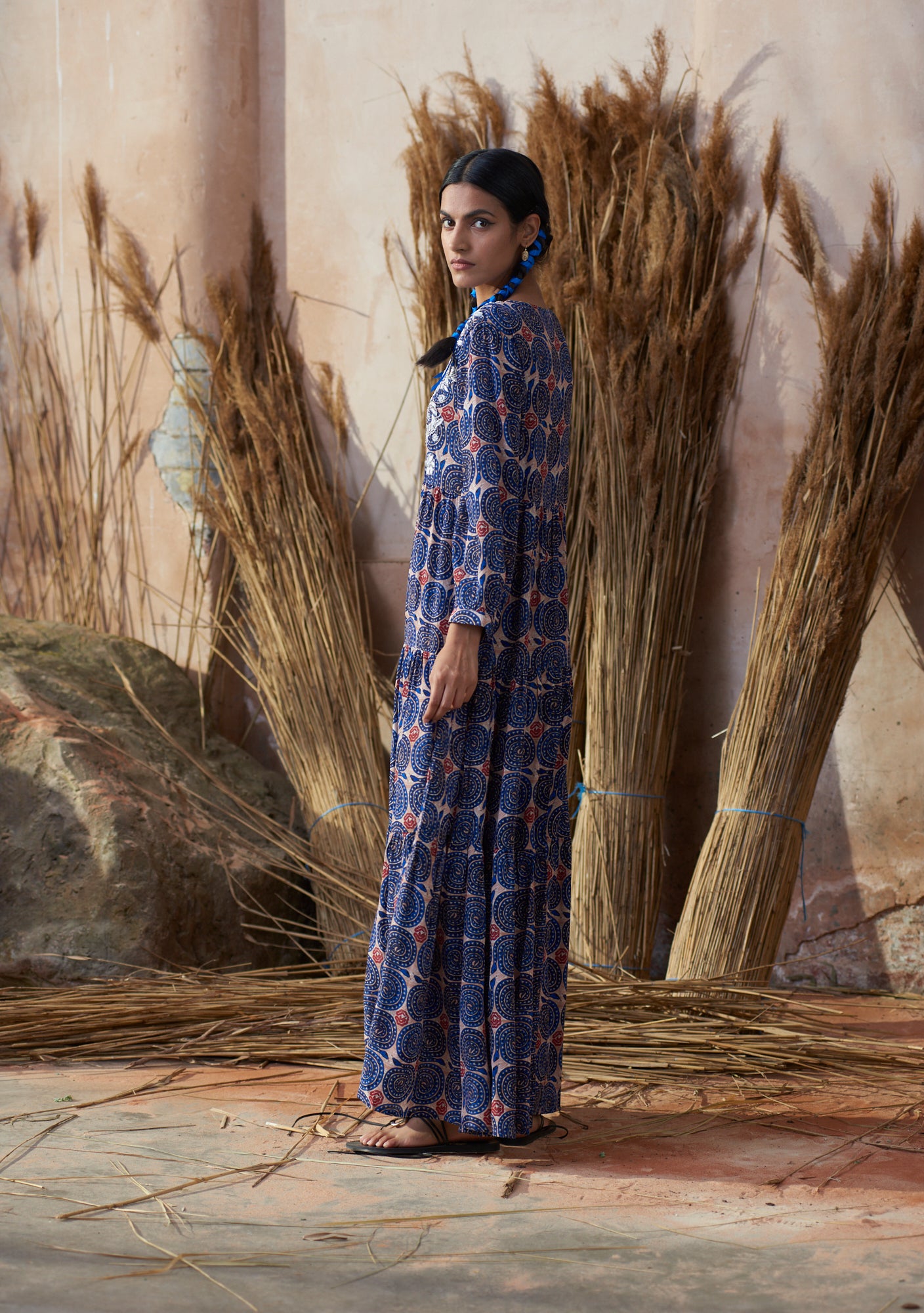 Frangipani Dress Snake Cobalt