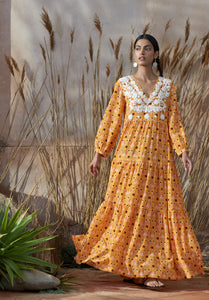 Frangipani Dress Sun Burst Orange
