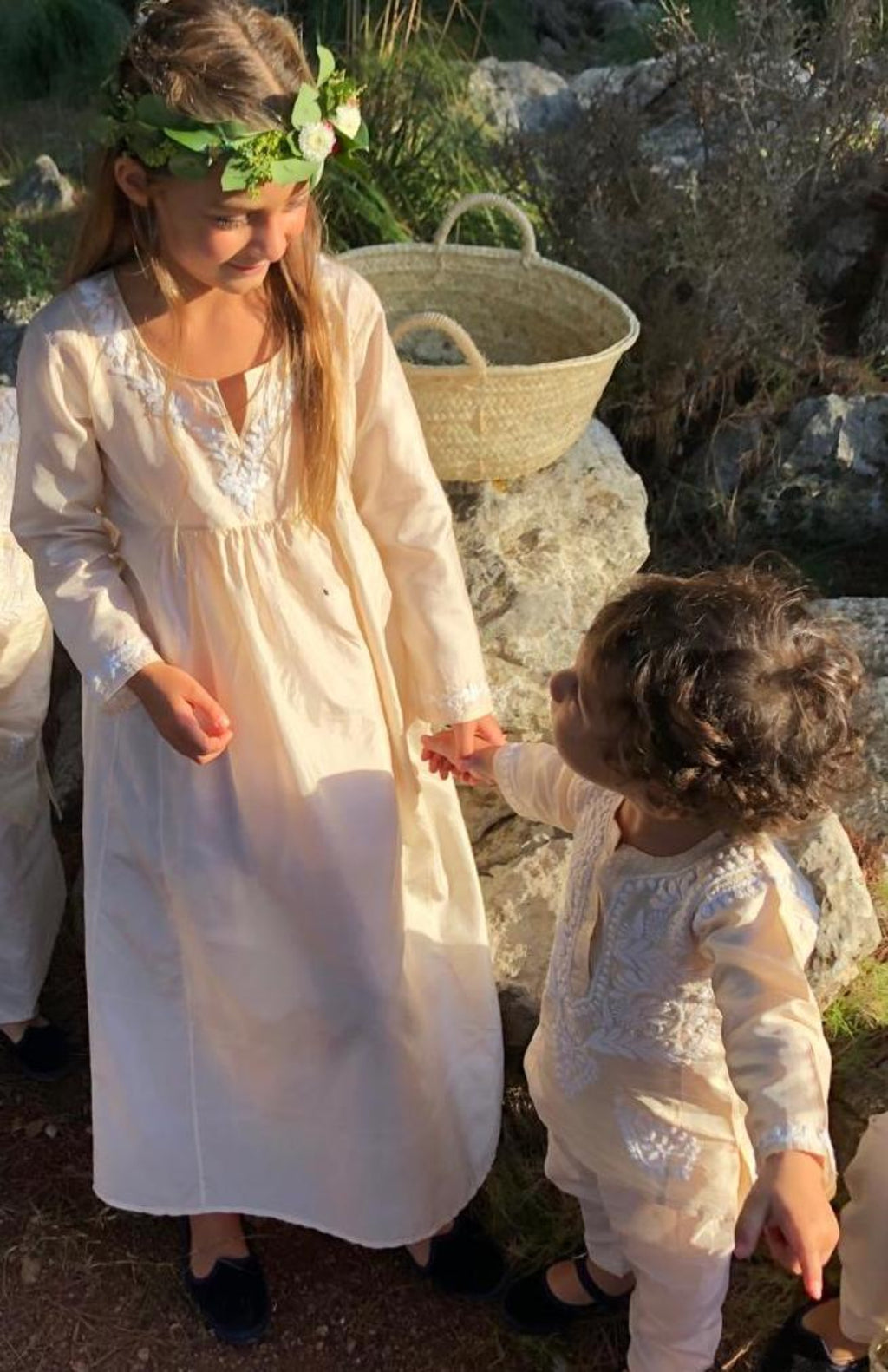 Kids Embroidered Dress White