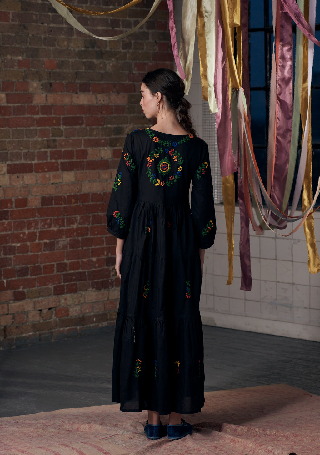 Frangipani Dress Black with Multi II