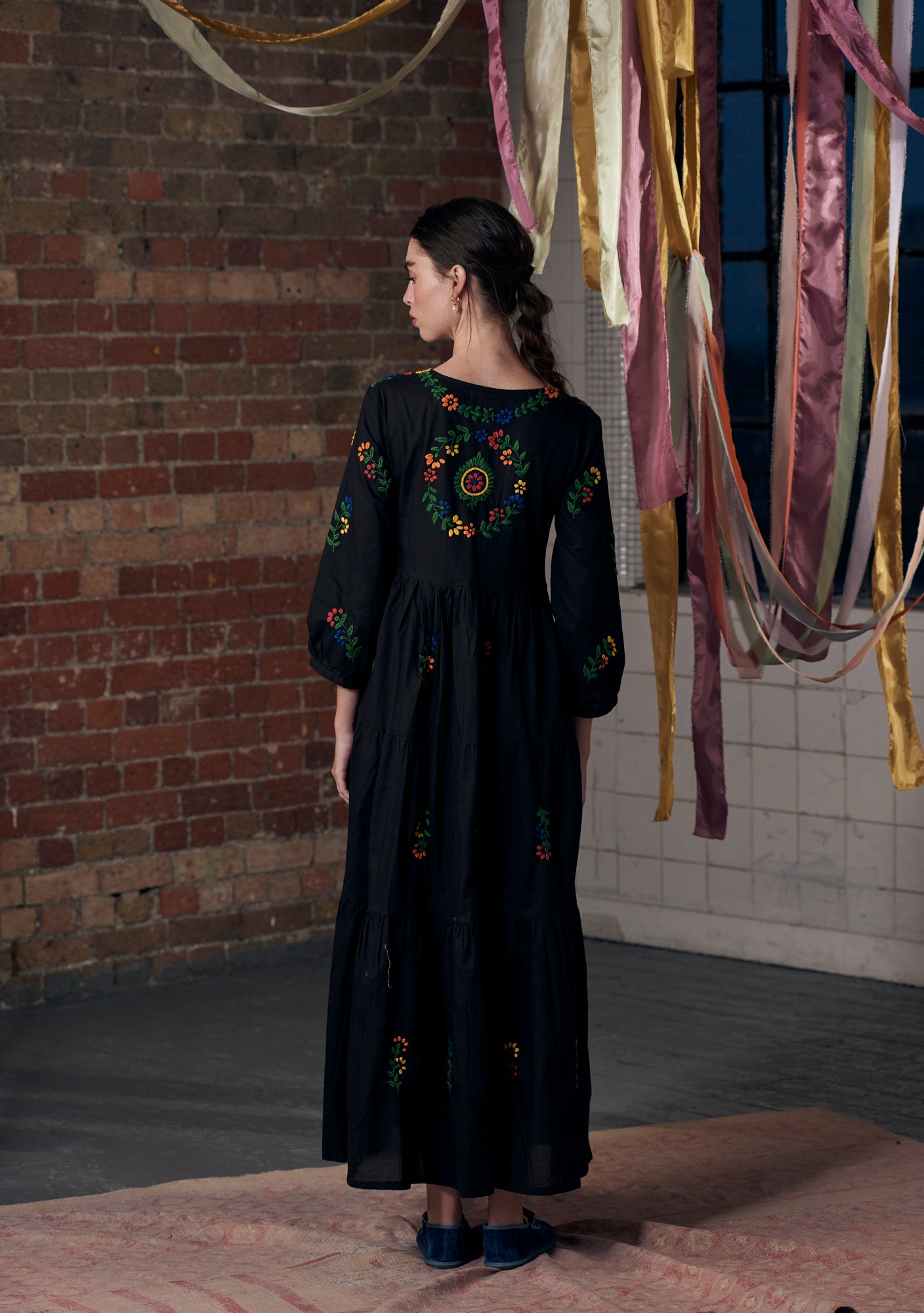 Frangipani Dress Black with Multi II