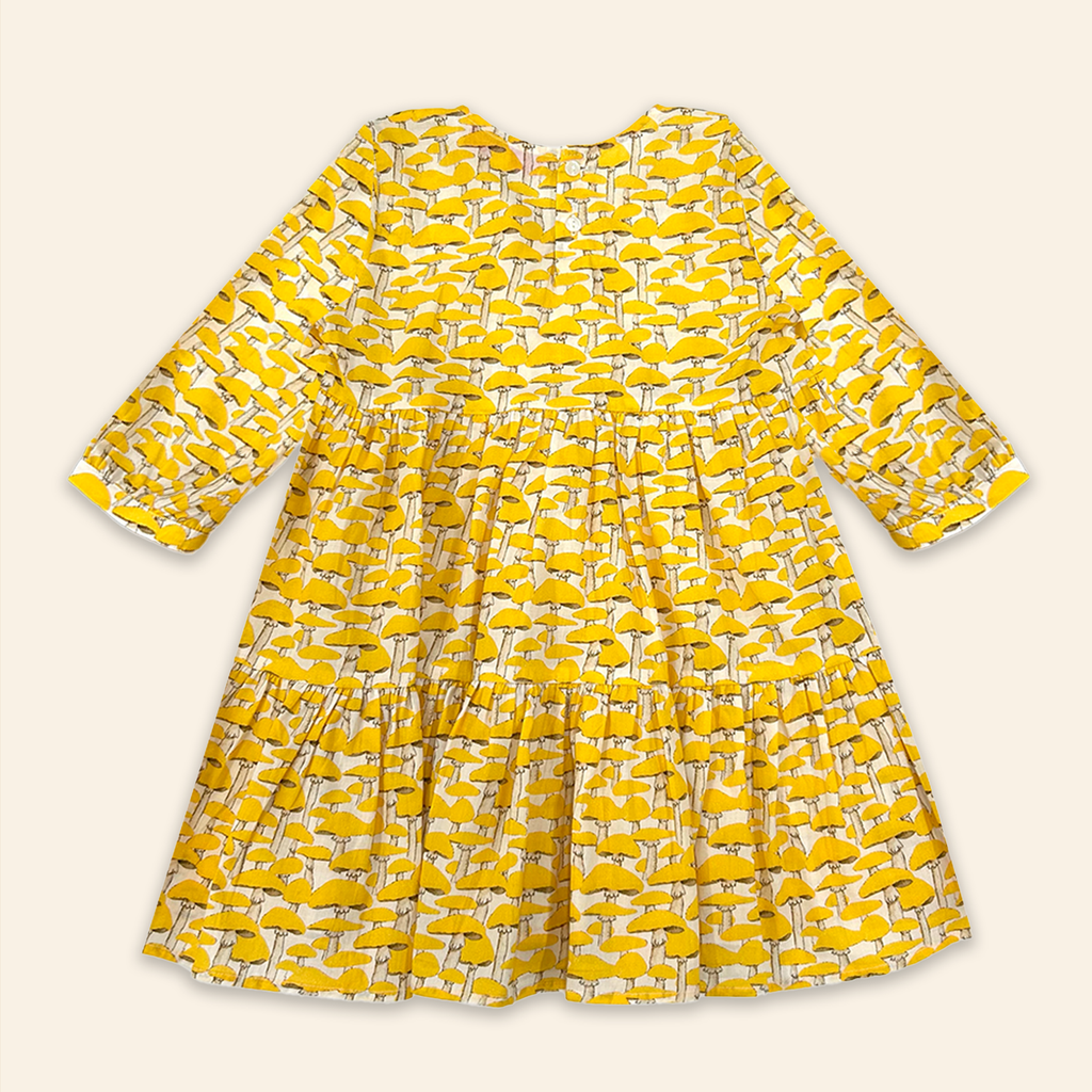 Kids Fran Dress Yellow Mushroom