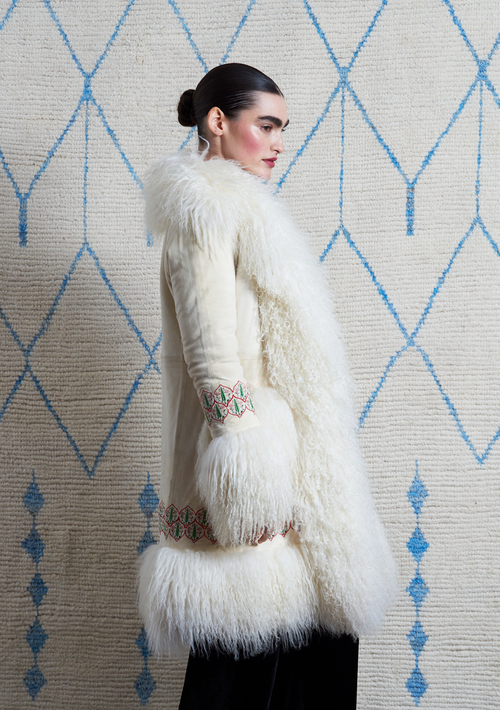 Bibi Coat White Suede