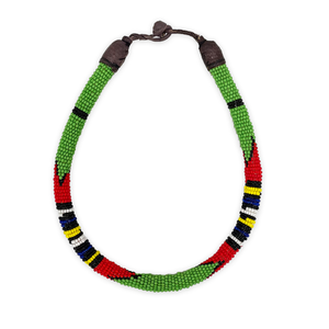 Beaded Necklace Green with Multi
