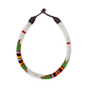 Beaded Necklace White with Multi