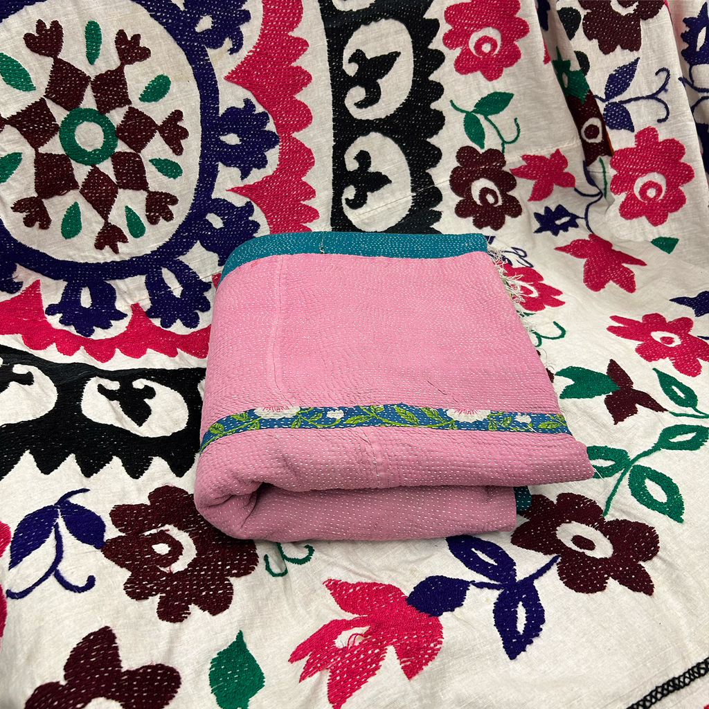 Multicoloured Cotton Kantha Throw XII