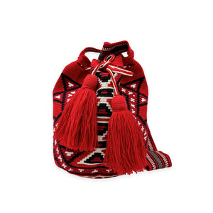 Wayuu Mochila Medium Red with Black