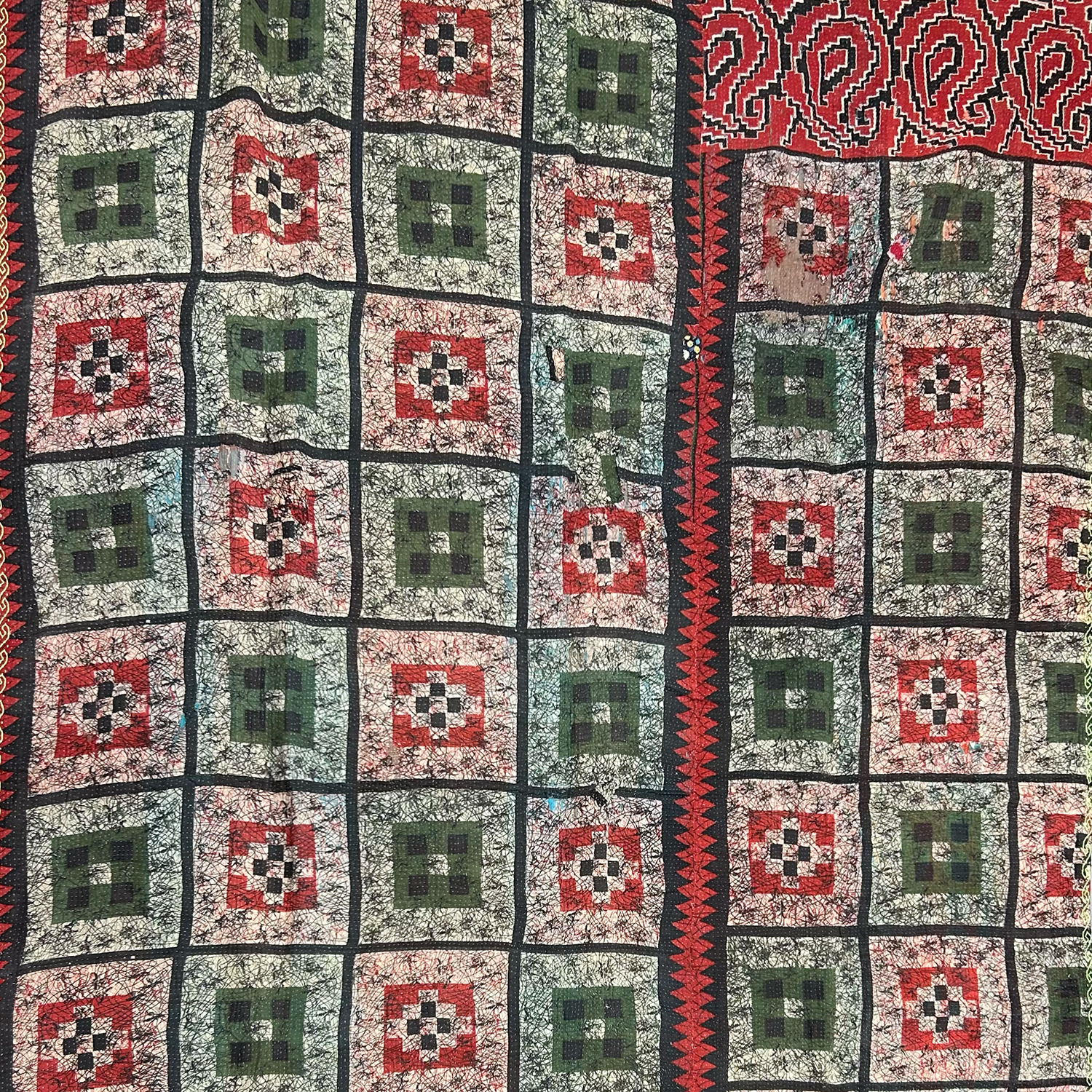 Multicoloured Cotton Kantha Throw XVIII