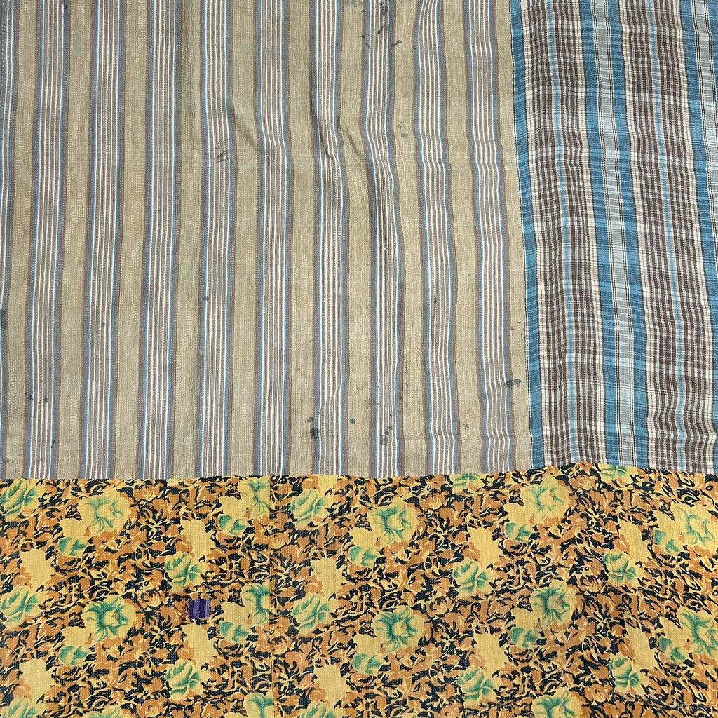 Multicoloured Cotton Kantha Throw XII