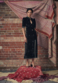 Evie Dress Black with Beaded Heart Embroidery