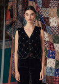 Gigi Gilet Black with Beaded Heart Embroidery