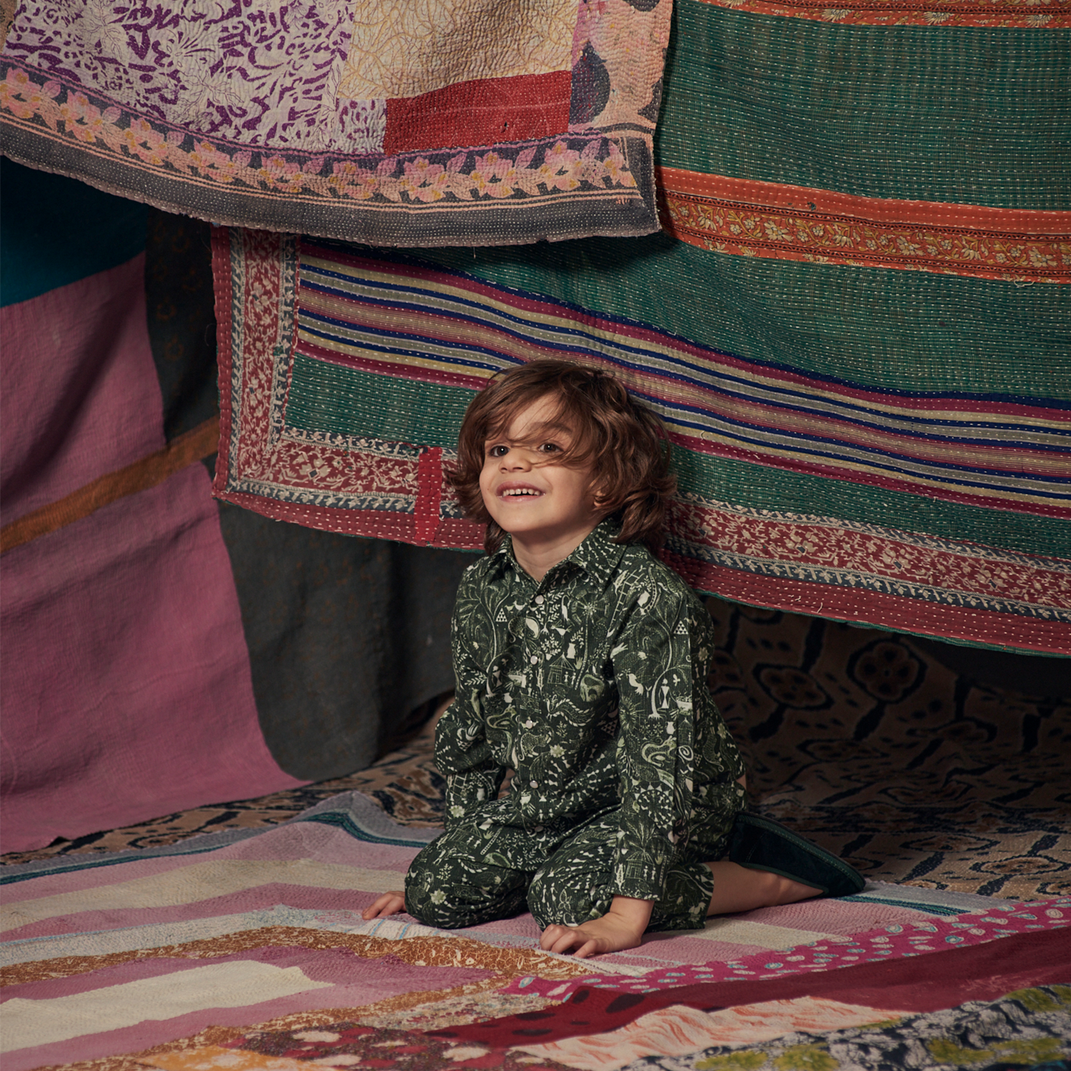 Kids Frankie Shirt and Frankie Pants Folktale Green