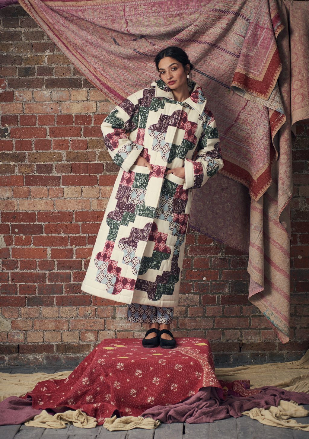 Luna Coat Patchwork Ivory