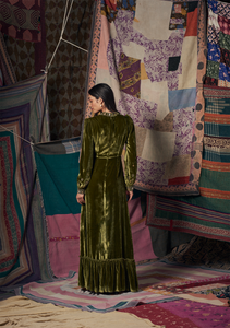Selena Gown Green with Heart Embroidery
