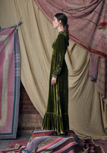 Selena Gown Green with Heart Embroidery