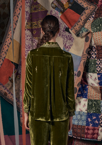 Stella Shirt Green with Floral Embroidery