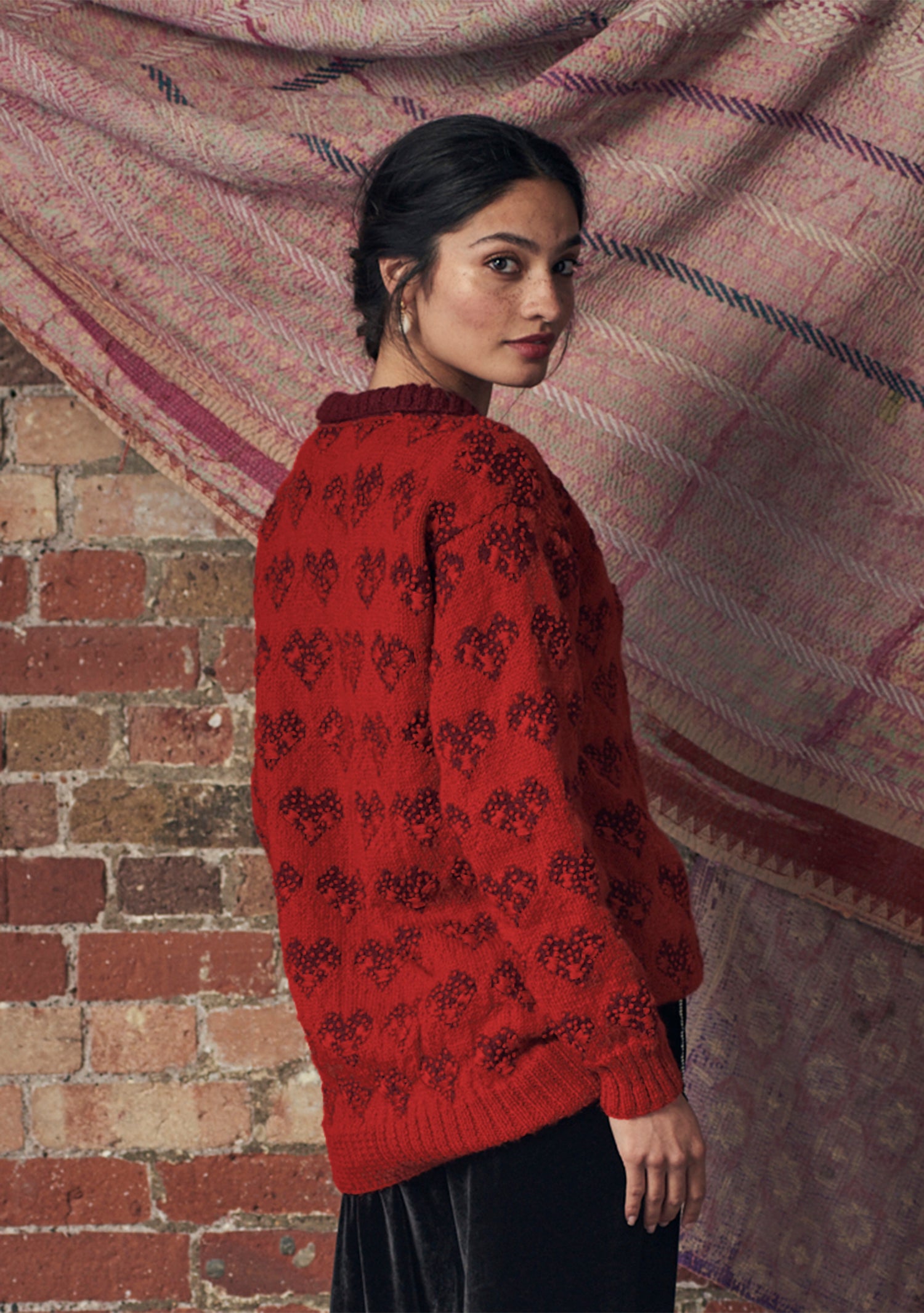 Elisa Cardigan Burgundy and Red