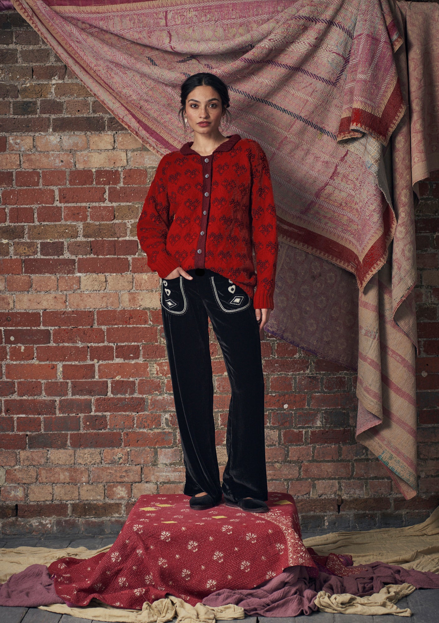 Elisa Cardigan Burgundy and Red
