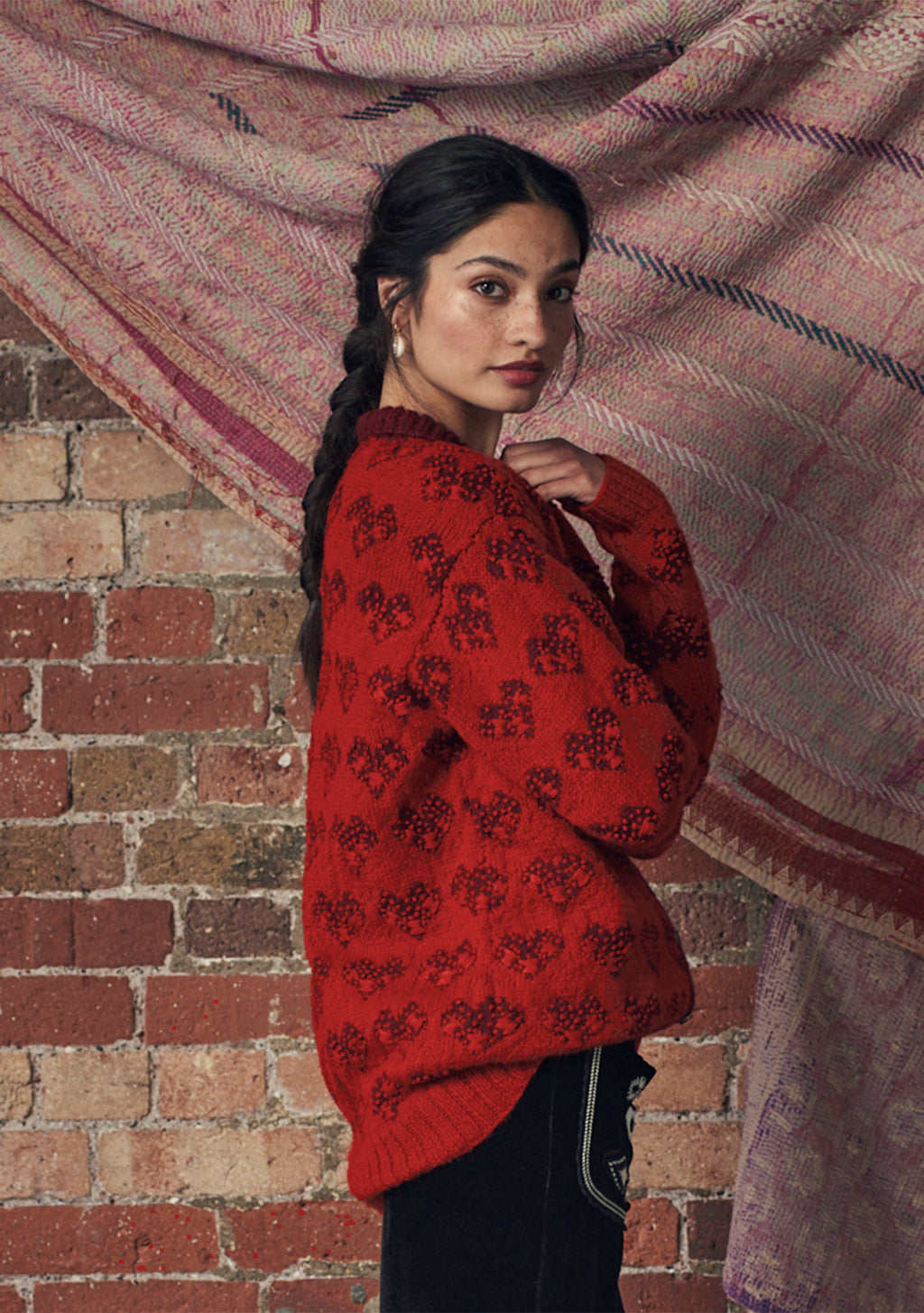 Elisa Cardigan Burgundy and Red