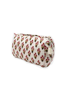 Floral Washbag White with Green