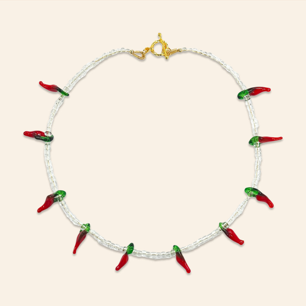 Glass Chilli Beaded Necklace