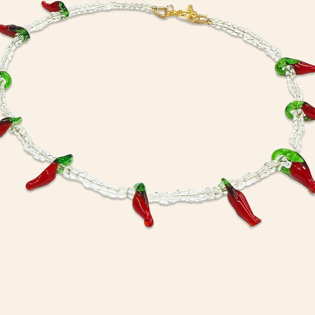 Glass Chilli Beaded Necklace