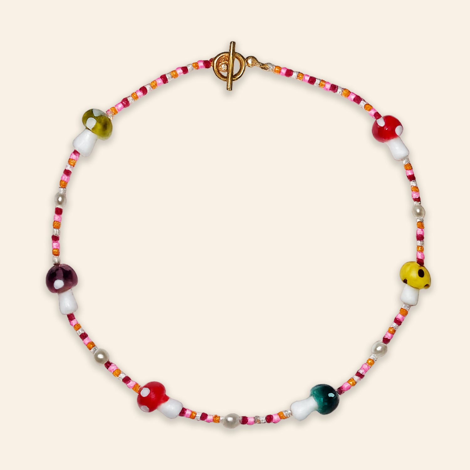 Glass Multicolour Mushroom Necklace V