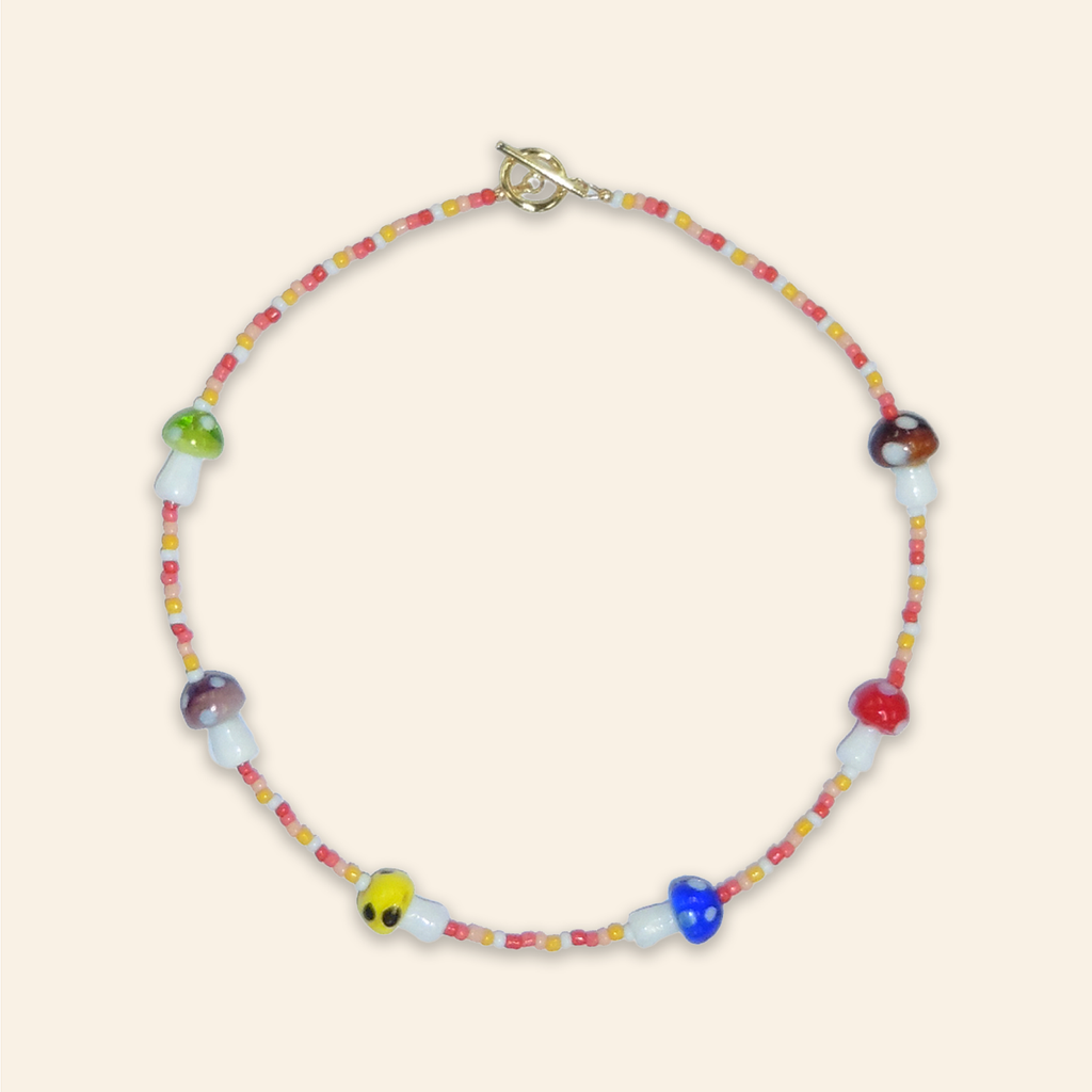 Glass Multicolour Mushroom Necklace IV