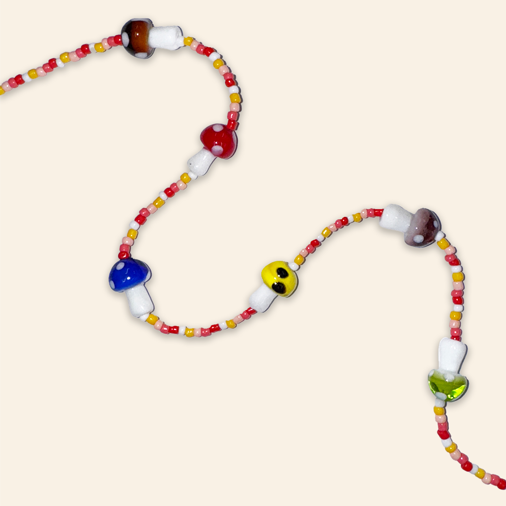 Glass Multicolour Mushroom Necklace IV