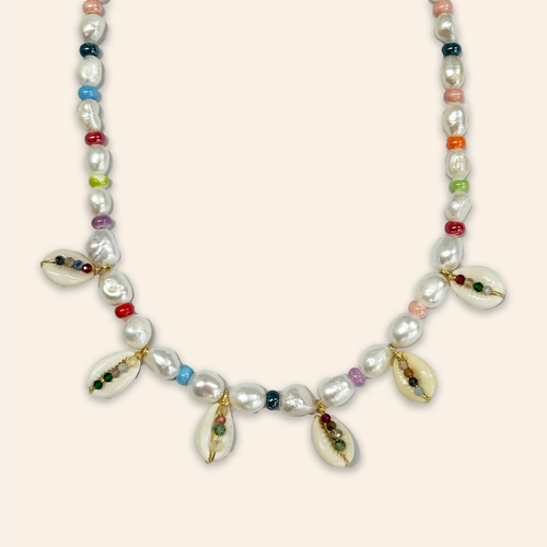Cowrie Shell and Pearl Choker