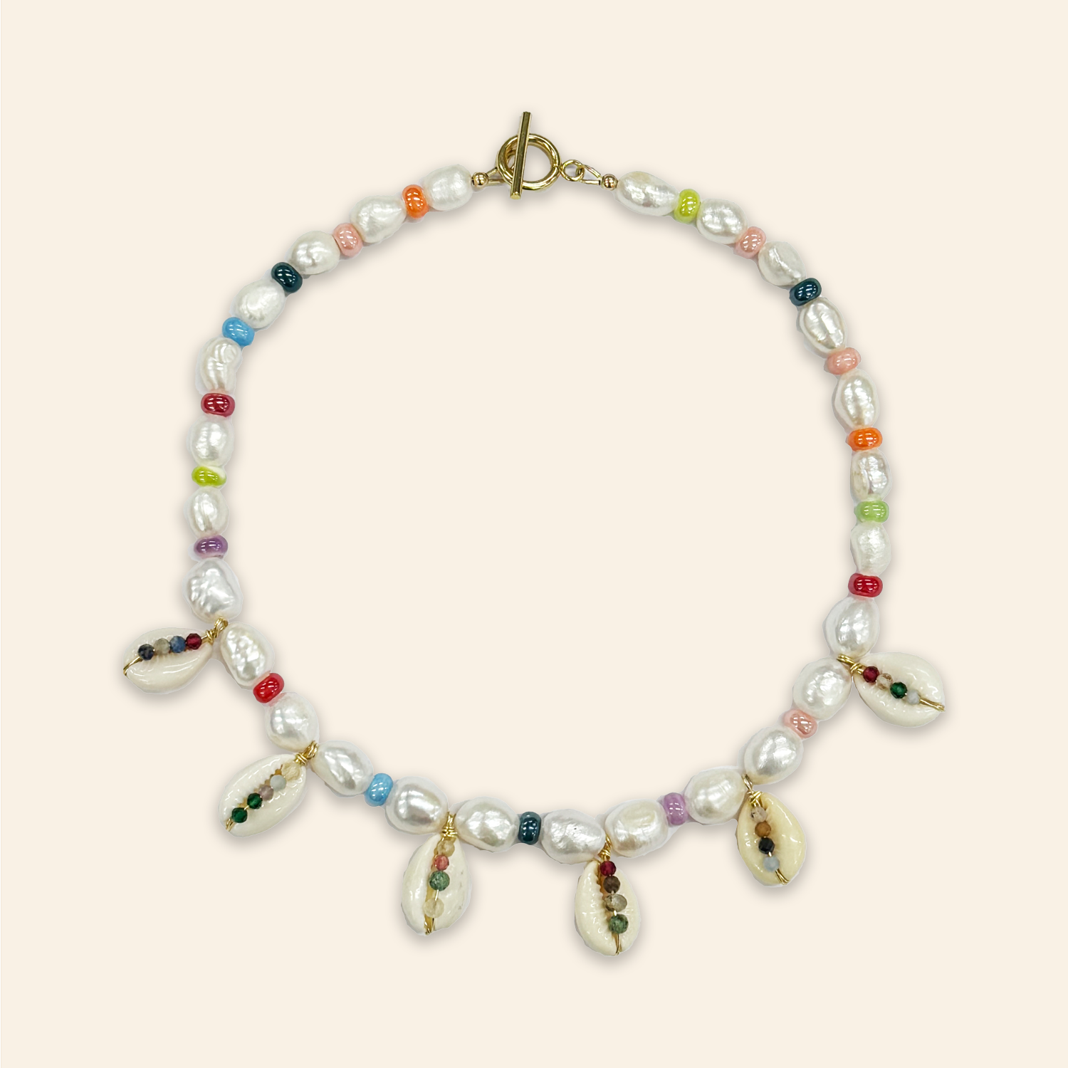 Cowrie Shell and Pearl Choker