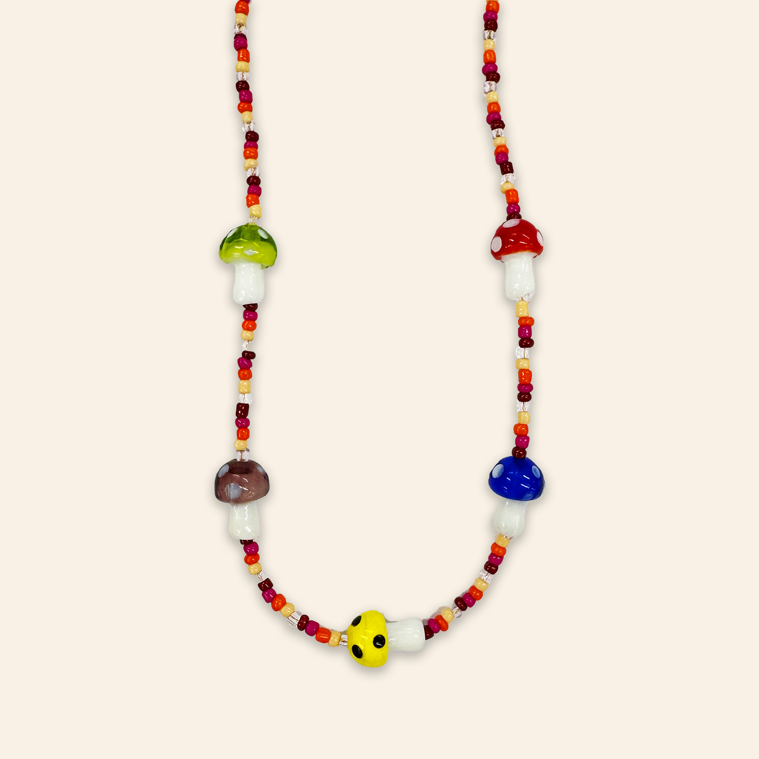 Glass Multicolour Mushroom Choker