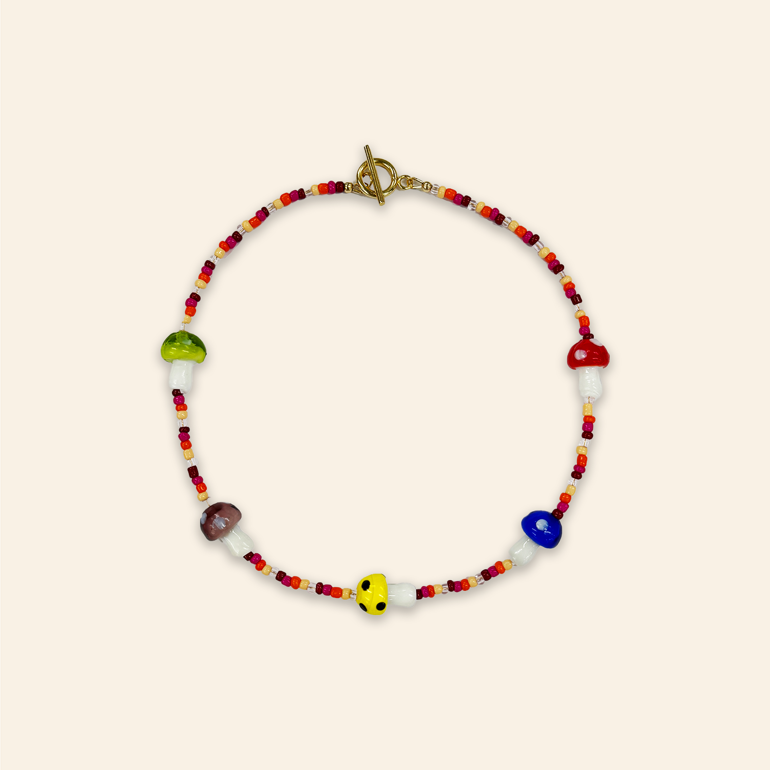Glass Multicolour Mushroom Choker