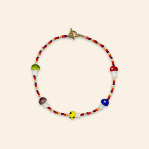 Glass Multicolour Mushroom Choker