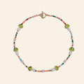 Glass Green Mushroom and Pearl Bead Multicolour Necklace
