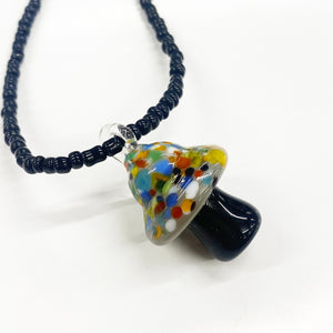 Hand-Blown Glass Multicoloured Mushroom Beaded Necklace