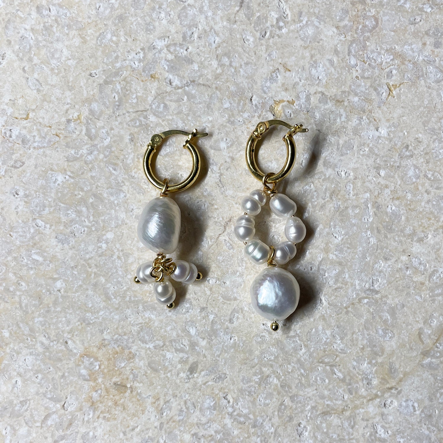 Pearl Hoop Earrings Gold II