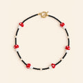 Glass Red Mushroom and Black Bead Necklace