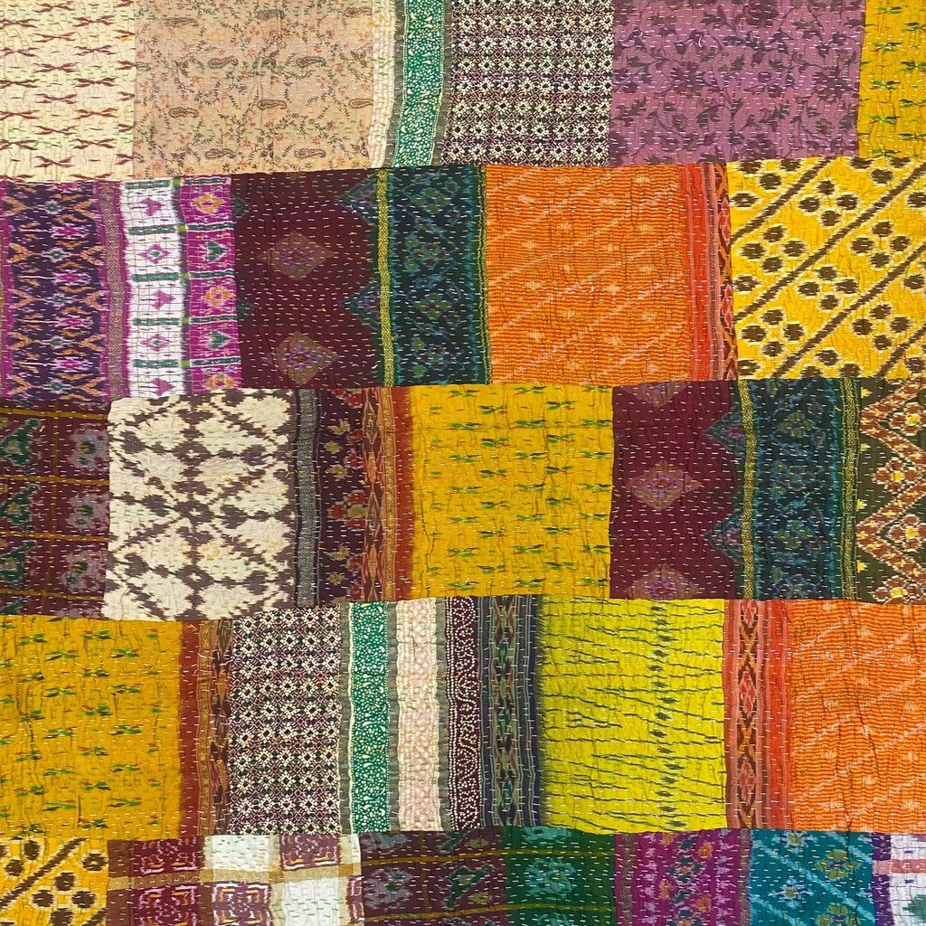 Multicoloured Silk Kantha Throw Large III
