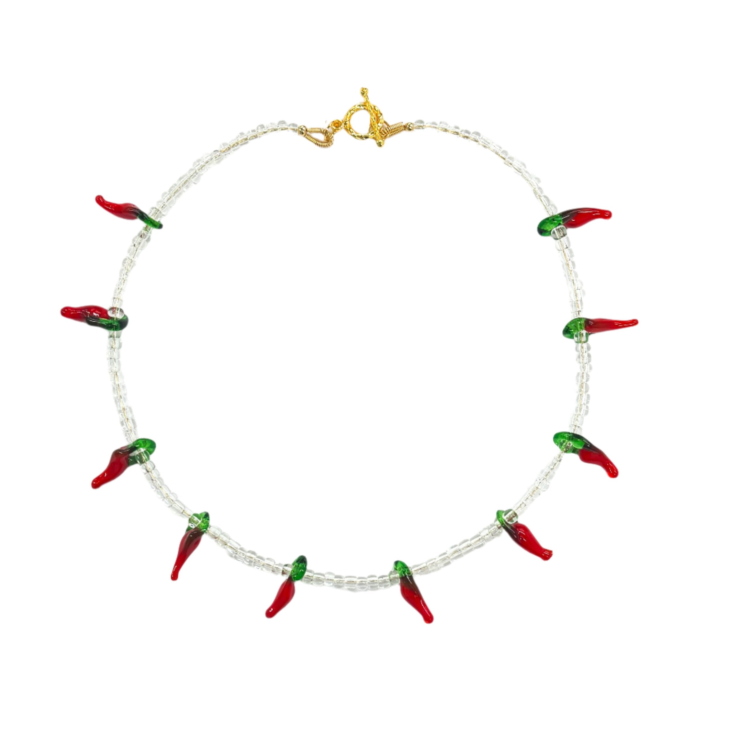 Glass Chilli Beaded Necklace