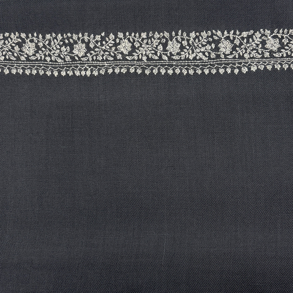 Floral Stripe Embroidered Shawl Grey