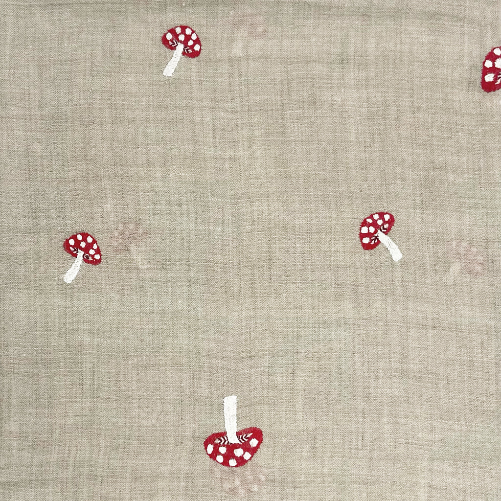 Mushroom Embroidered Shawl Beige