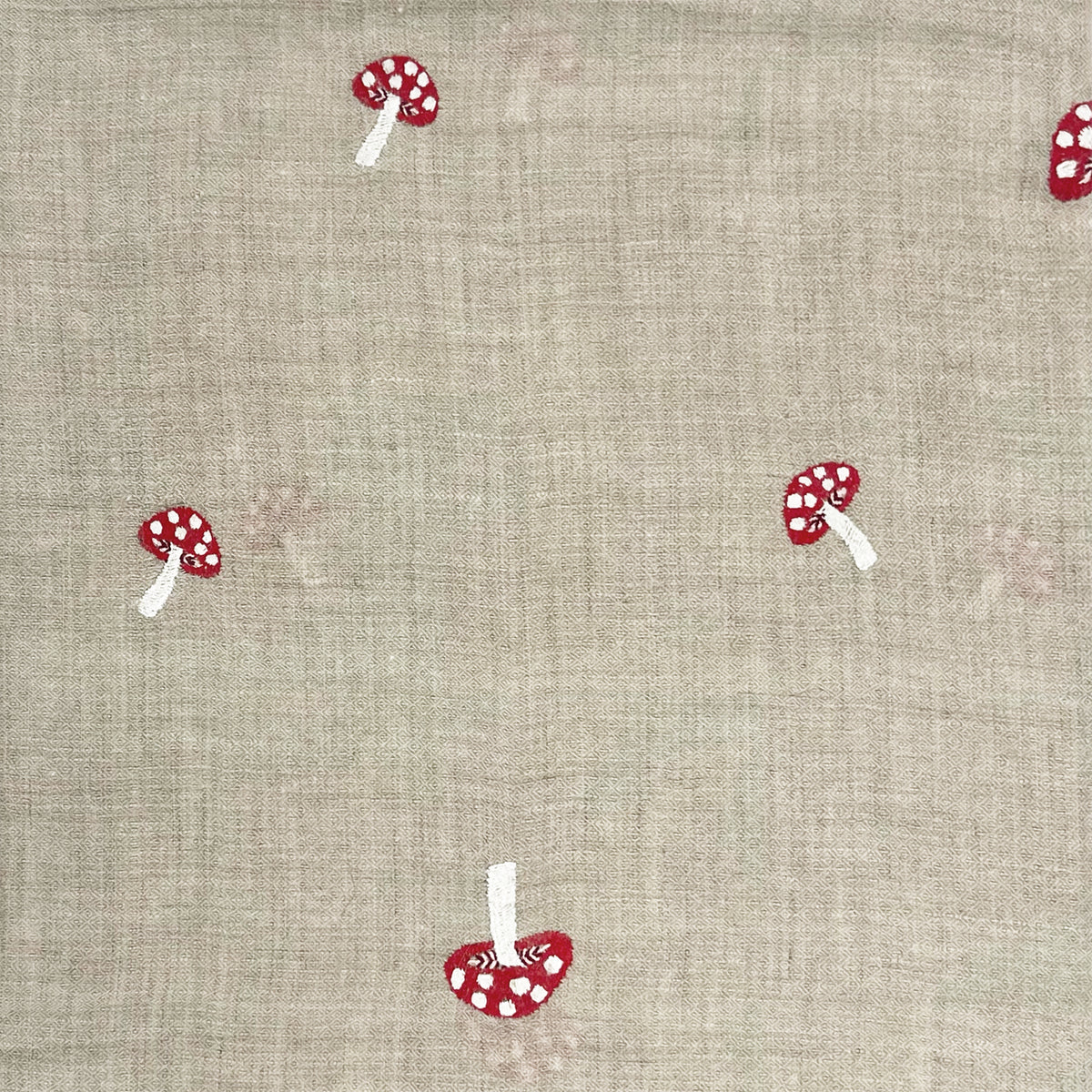 Mushroom Embroidered Shawl Beige