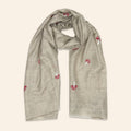 Mushroom Embroidered Shawl Beige