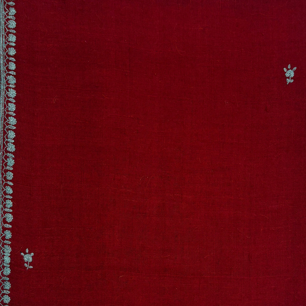 Floral Stripe Embroidered Shawl Red